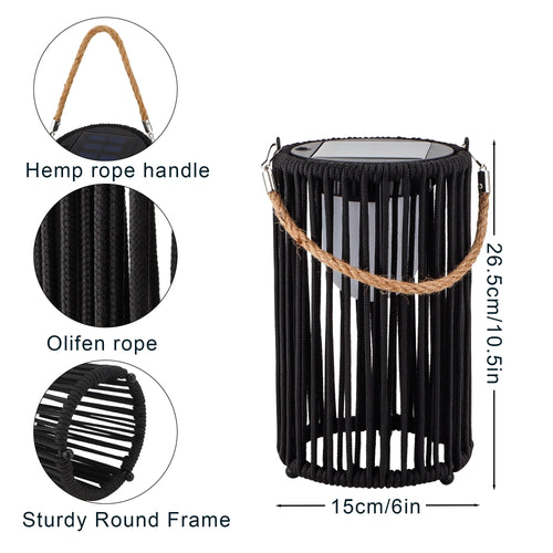 10.5'' High Solar Lantern Outdoor Table Lamp Black 2Pcs